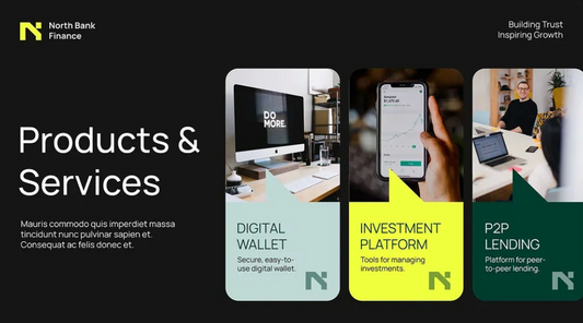 【027】High-end Dark Green Fintech Company PPT Template