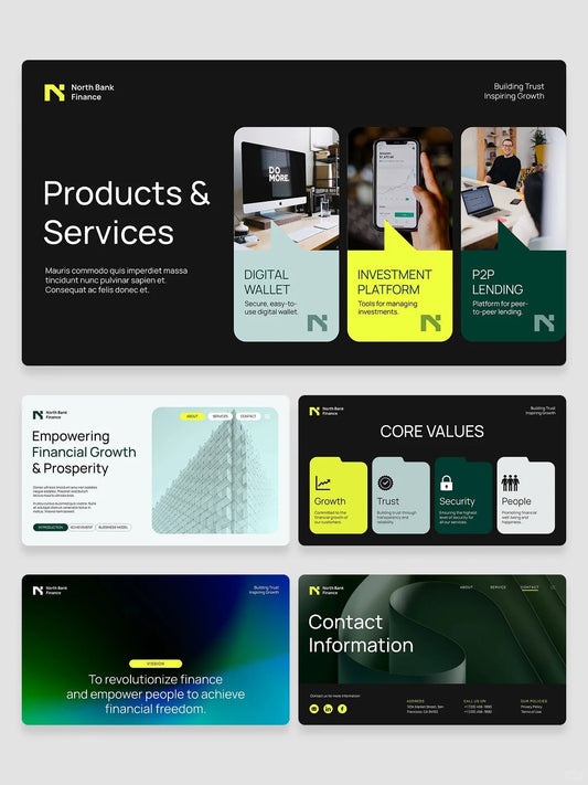 【027】High-end Dark Green Fintech Company PPT Template
