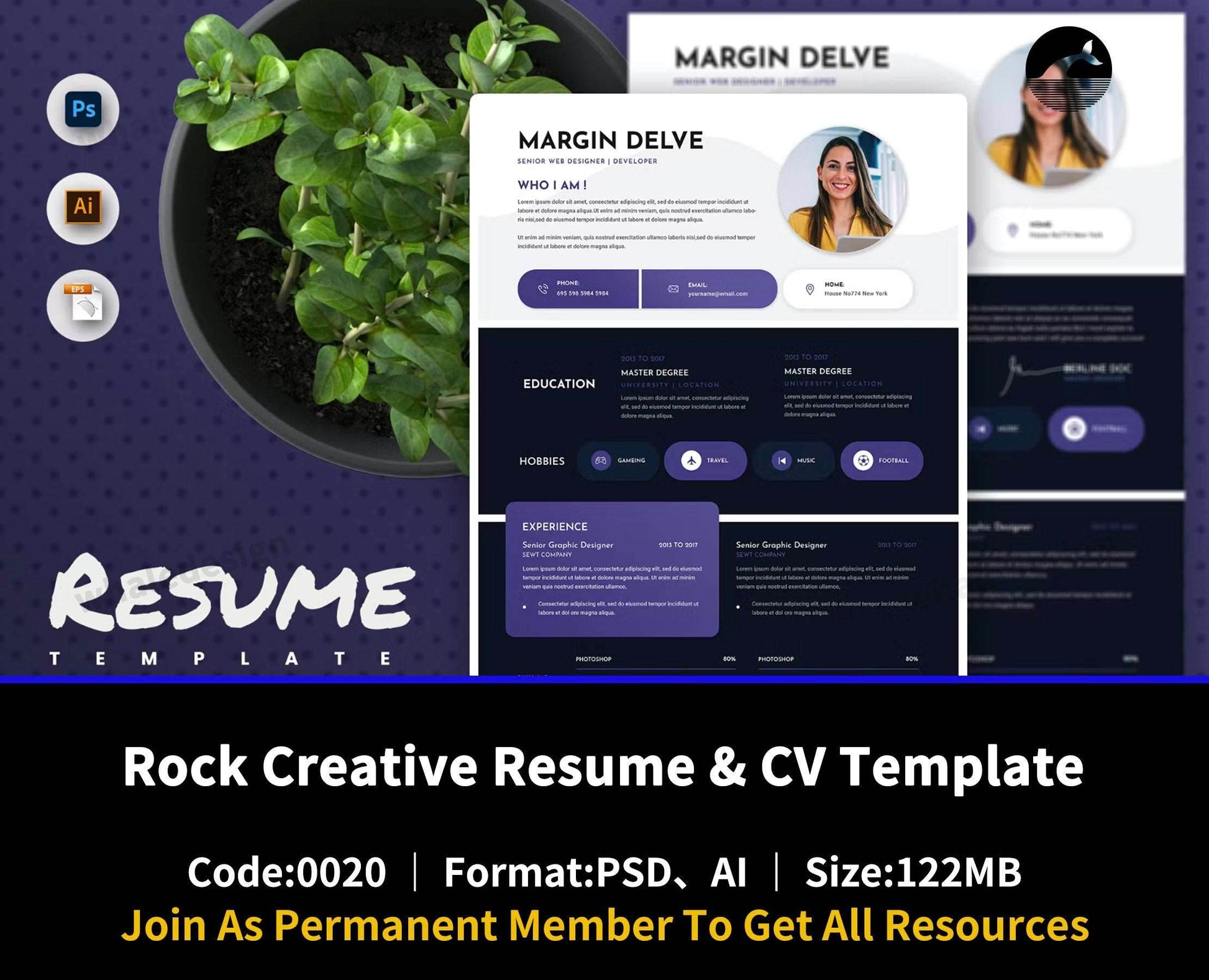 20Rock Creative Resume & CV Template - whaledesign