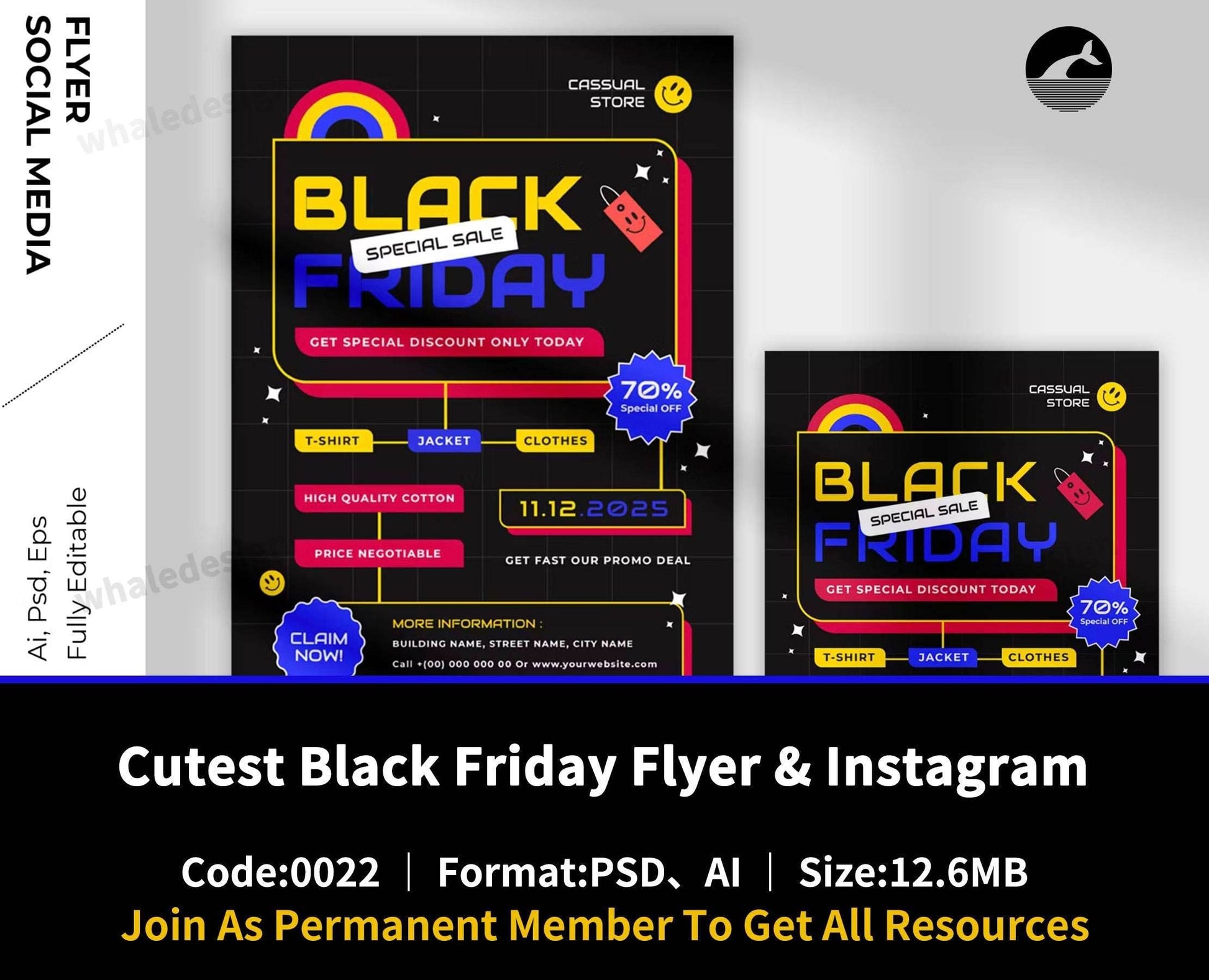 22Cutest Black Friday Flyer & Instagram - whaledesign