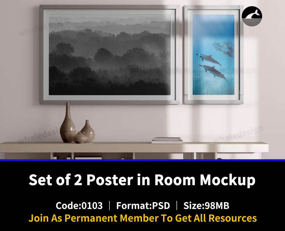 103Set of 2 Poster in Room Mockup - whaledesign