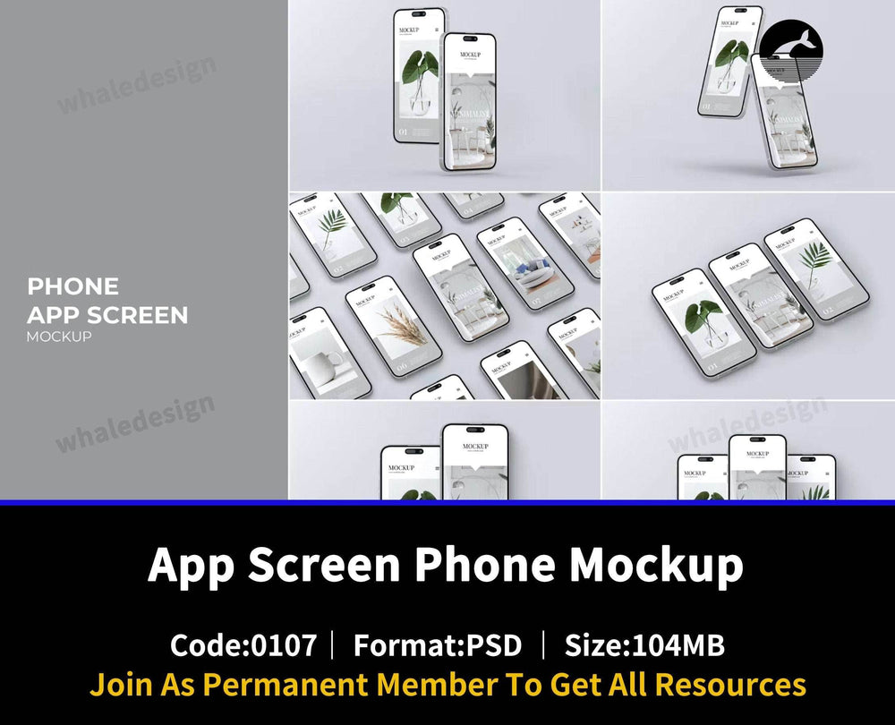 107App Screen Phone Mockup - whaledesign