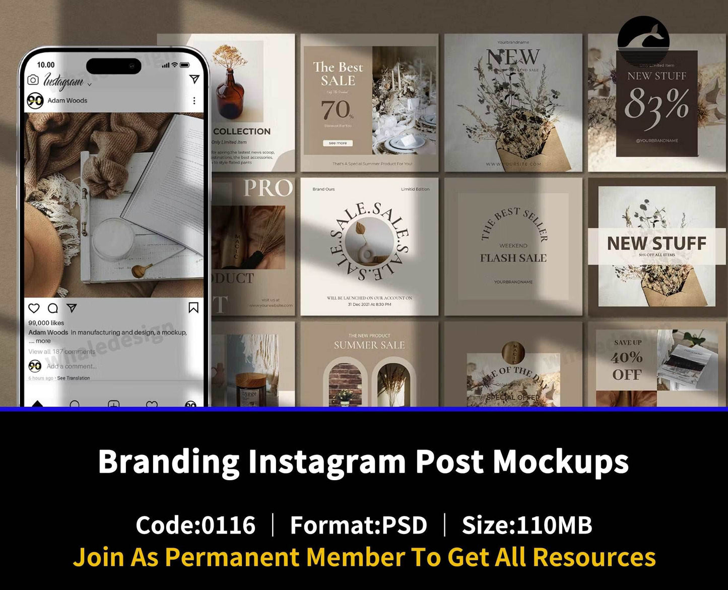 116Branding Instagram Post Mockups - whaledesign