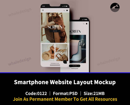 122Smartphone Website Layout Mockup - whaledesign