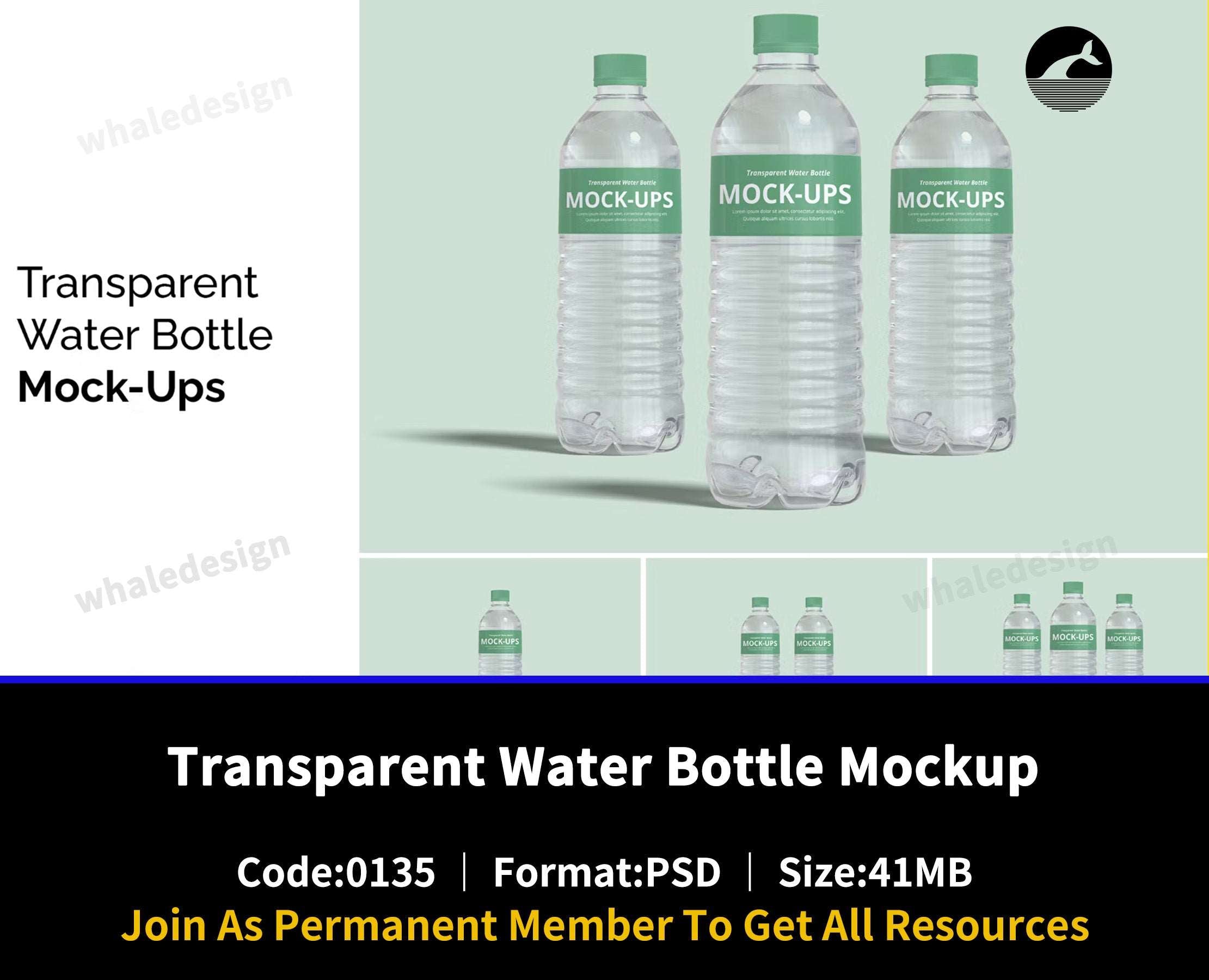 135Transparent Water Bottle Mockup