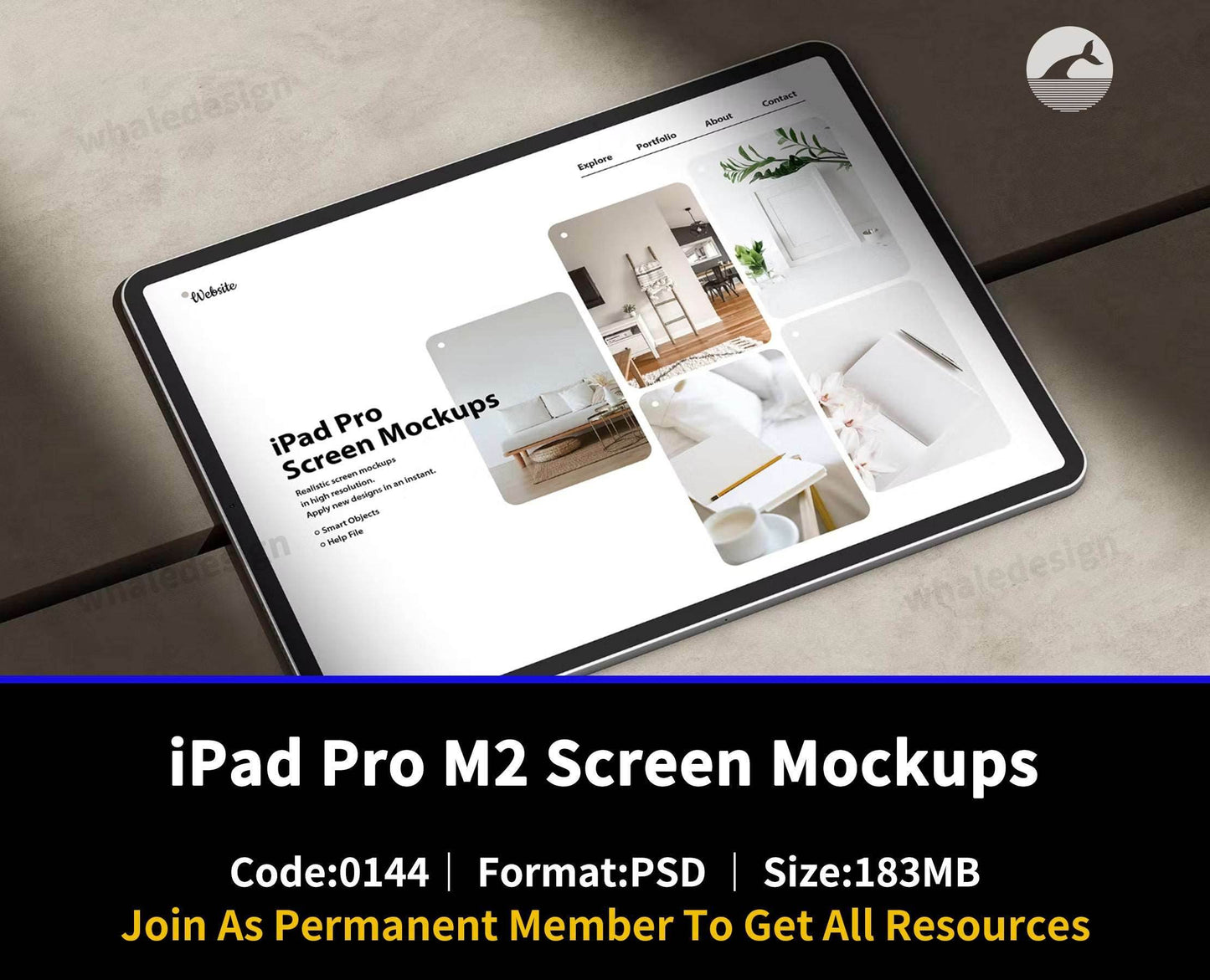 144iPad Pro M2 Screen Mockups - whaledesign