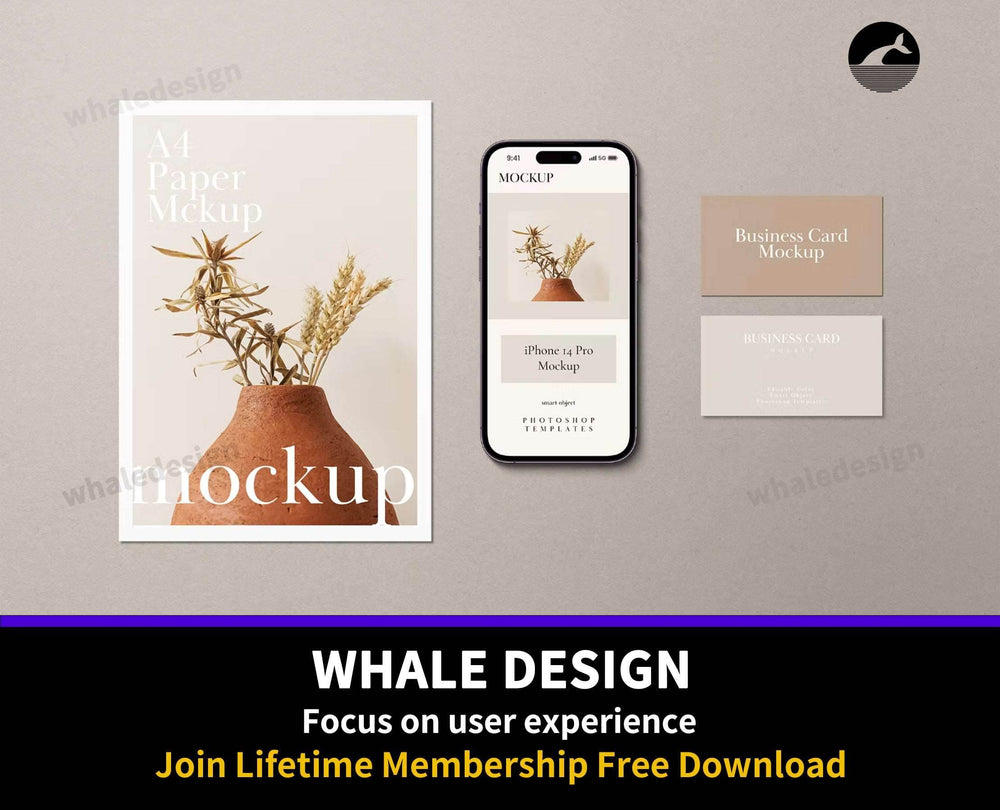 162Paper and iPhone 14 Pro Mockup - whaledesign