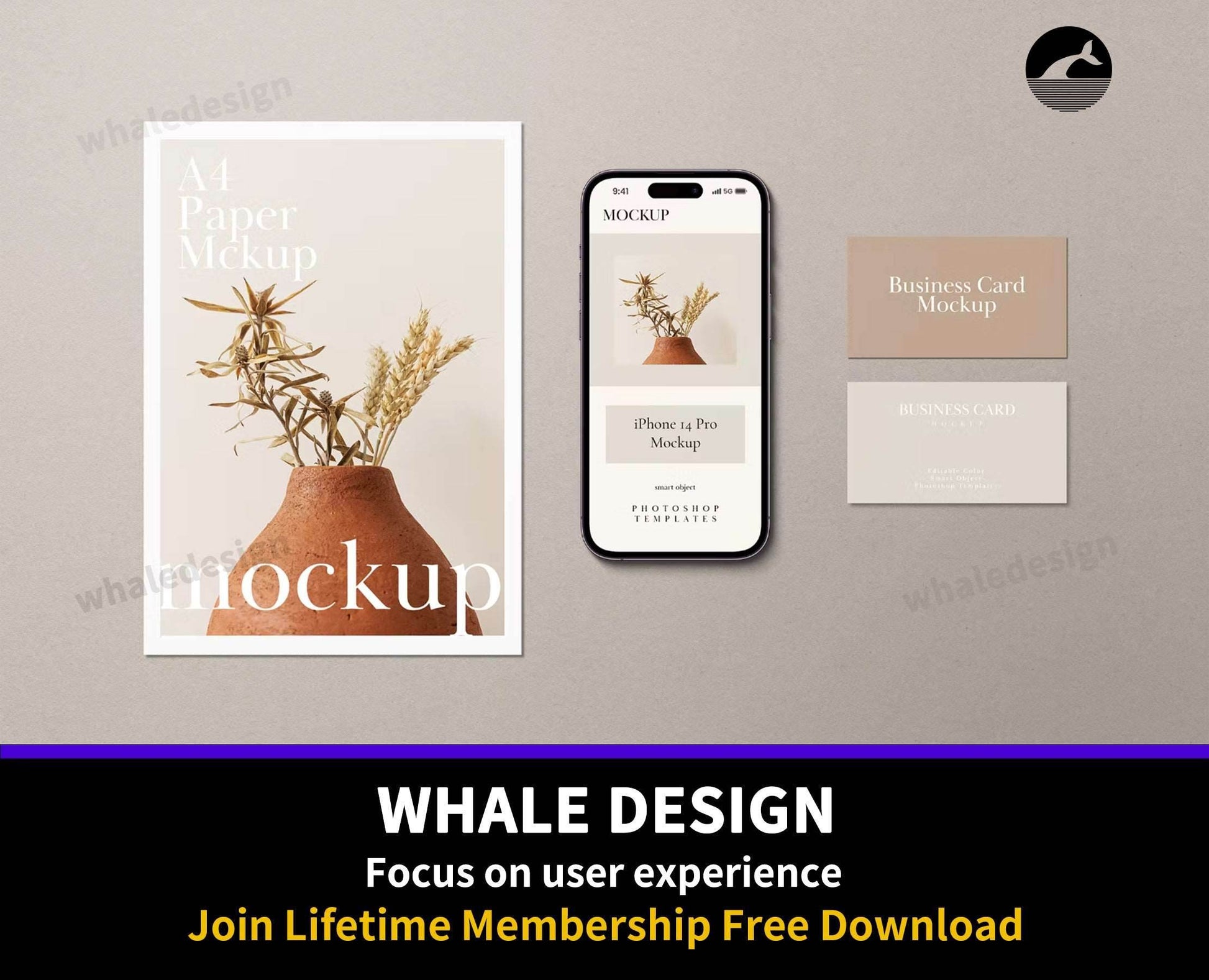 162Paper and iPhone 14 Pro Mockup - whaledesign
