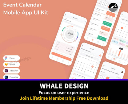 231Event Calendar Mobile App UI Kit - whaledesign