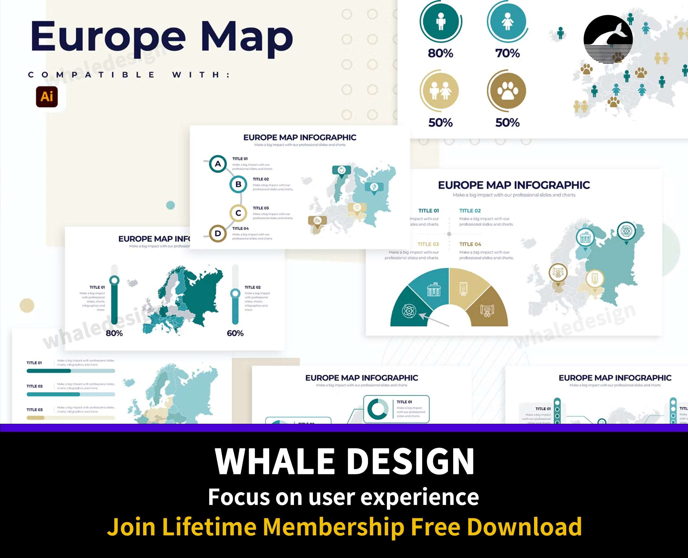 245Education Europe Map Illustrator Infographics