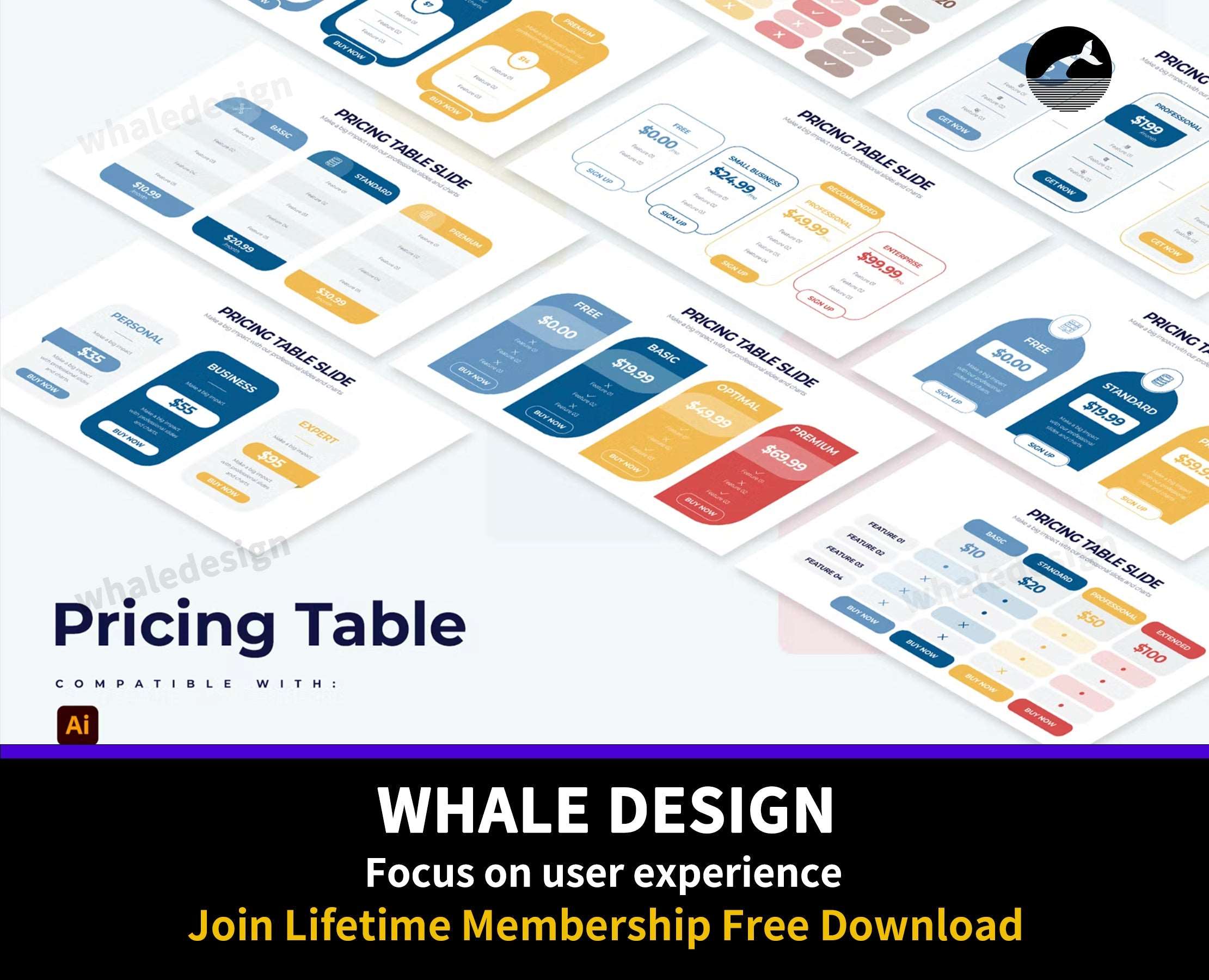 246Pricing Table Slides Illustrator Infographics