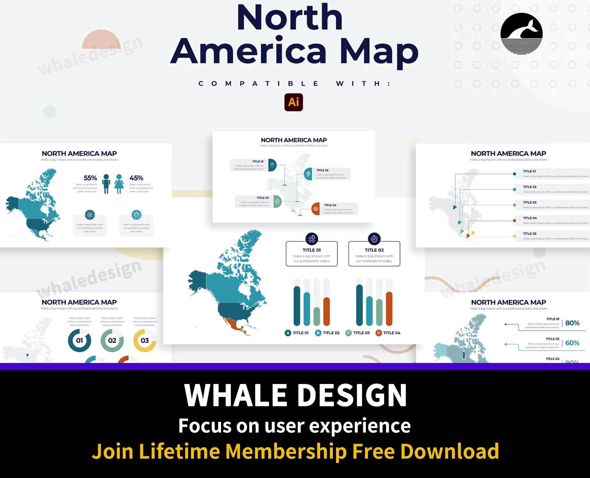 253North America Map Illustrator Infographics - whaledesign