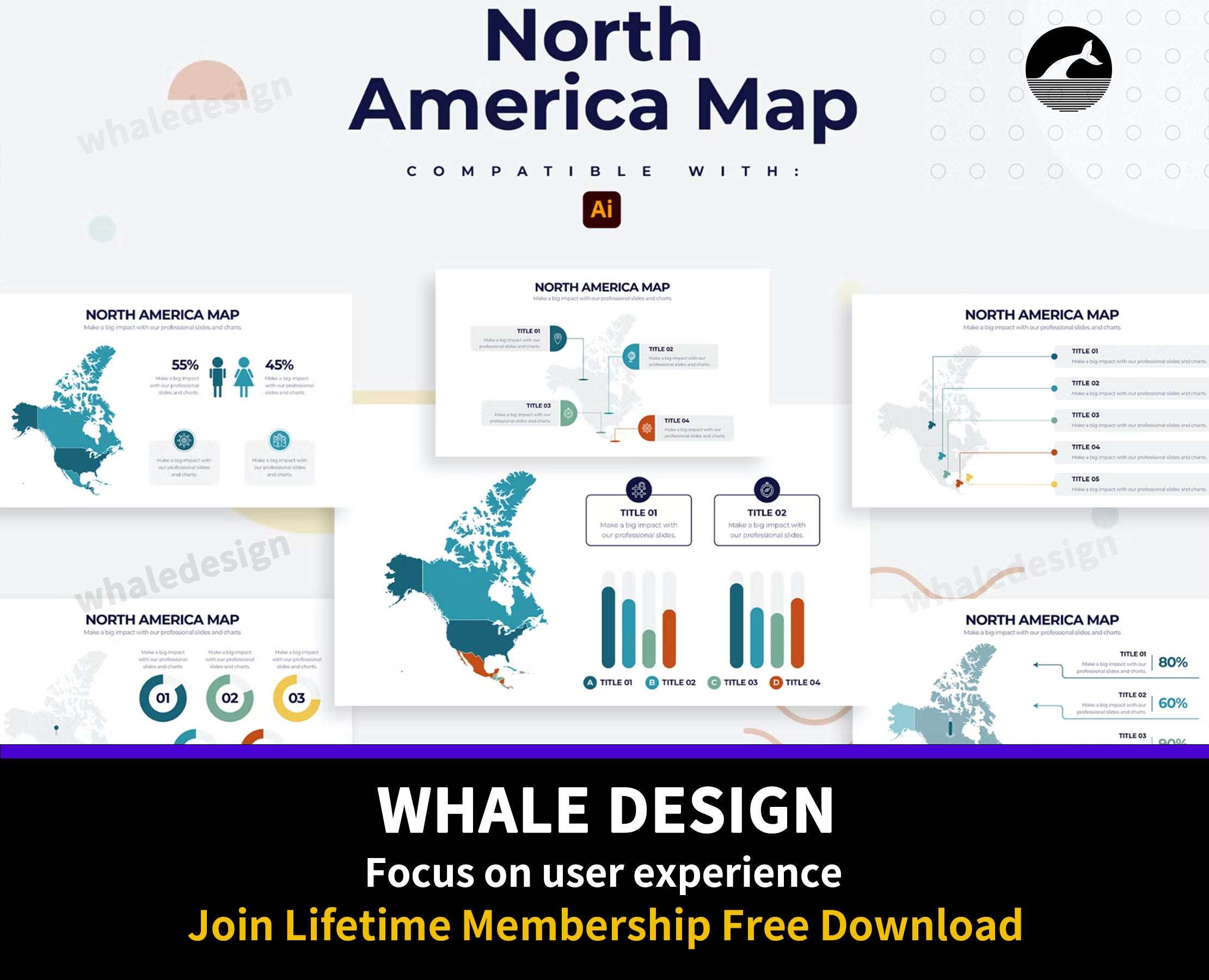 253North America Map Illustrator Infographics