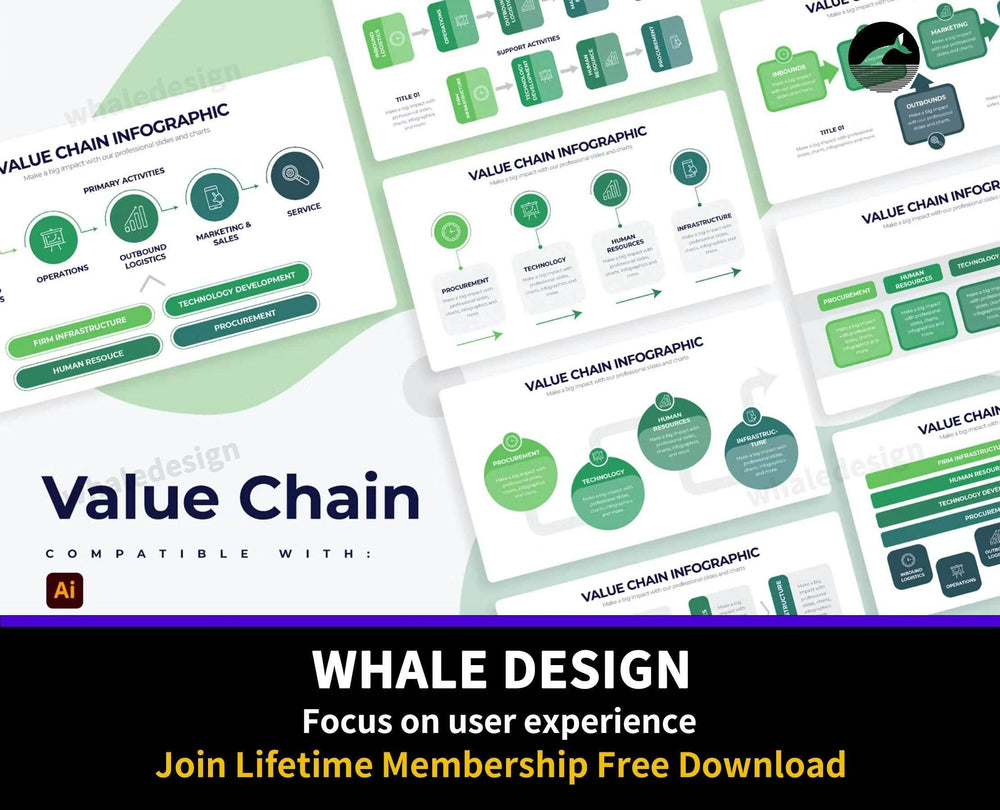 256Business Value Chain Illustrator Infographics - whaledesign