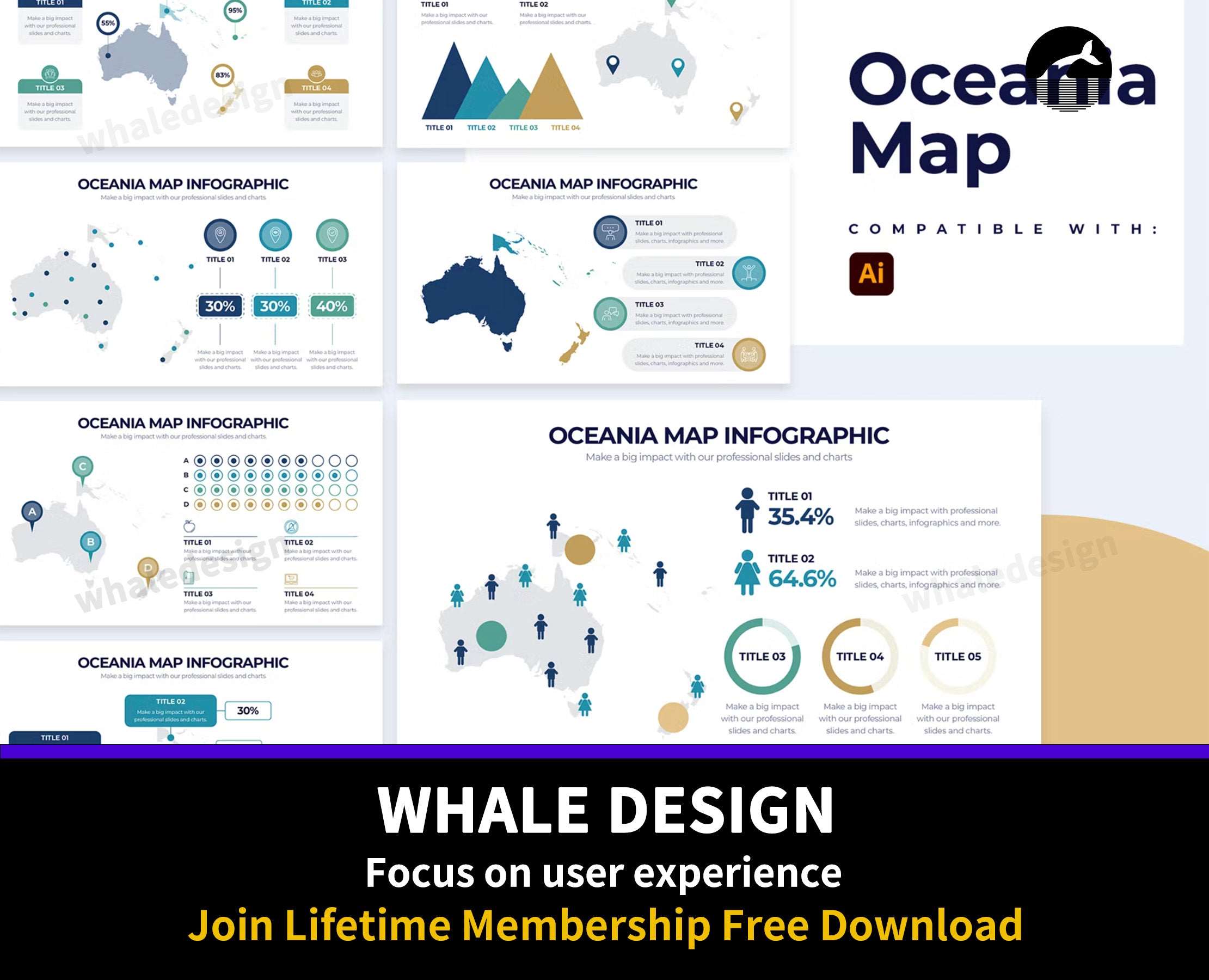 259Education Oceania Map Illustrator Infographics