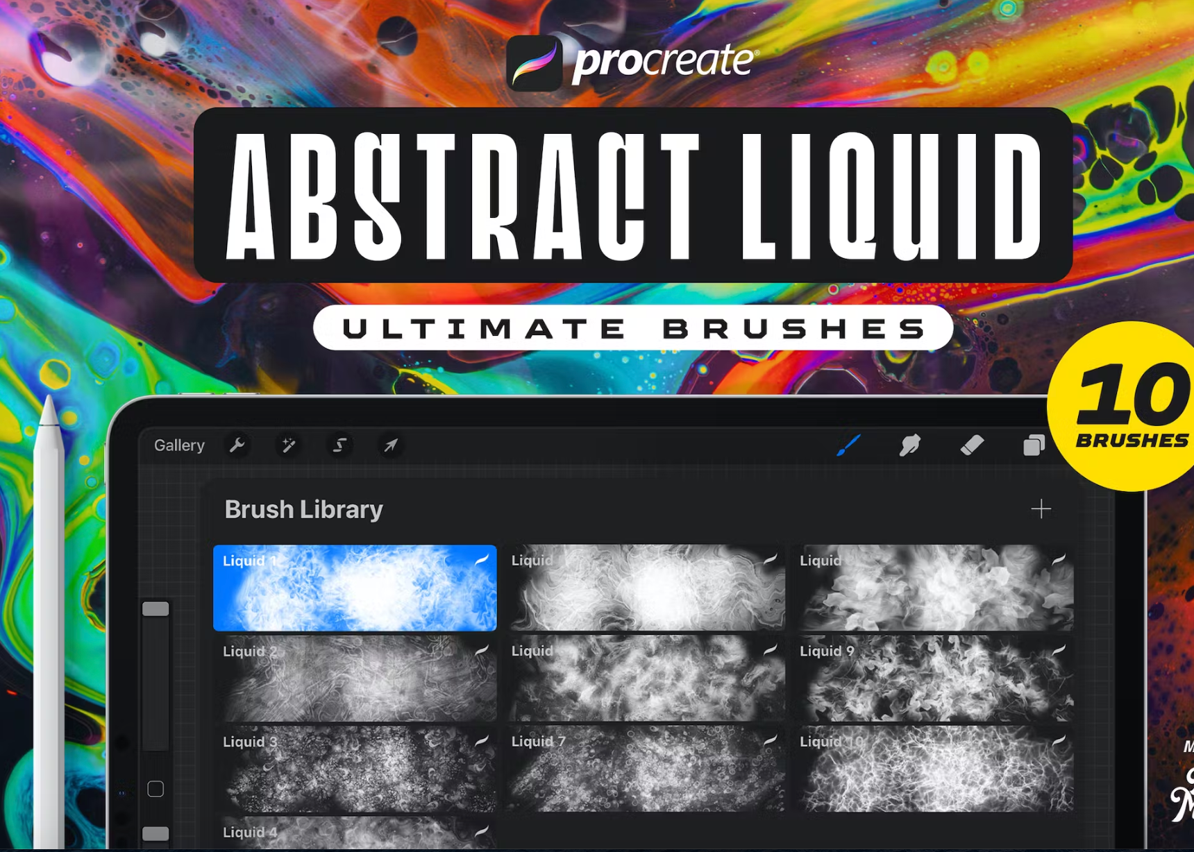 637 Procreate Abstract Liquid Brushes - whaledesign