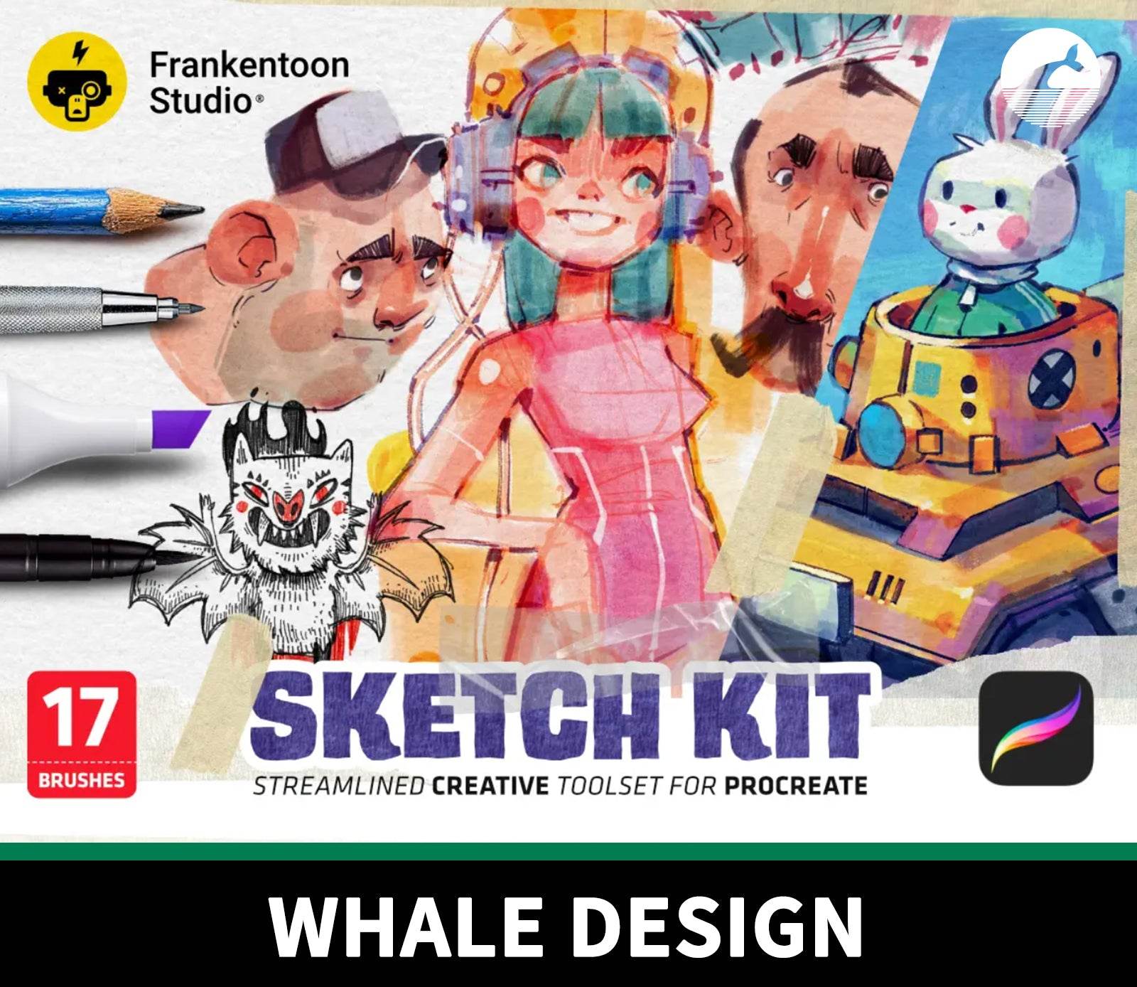 712 Procreate Sketch Tool Pack - whaledesign