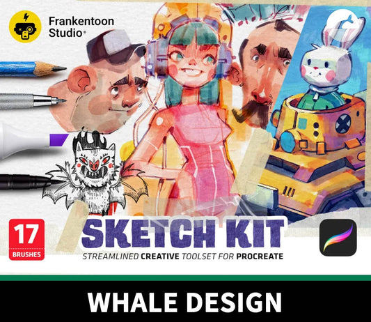 712 Procreate Sketch Tool Pack - whaledesign
