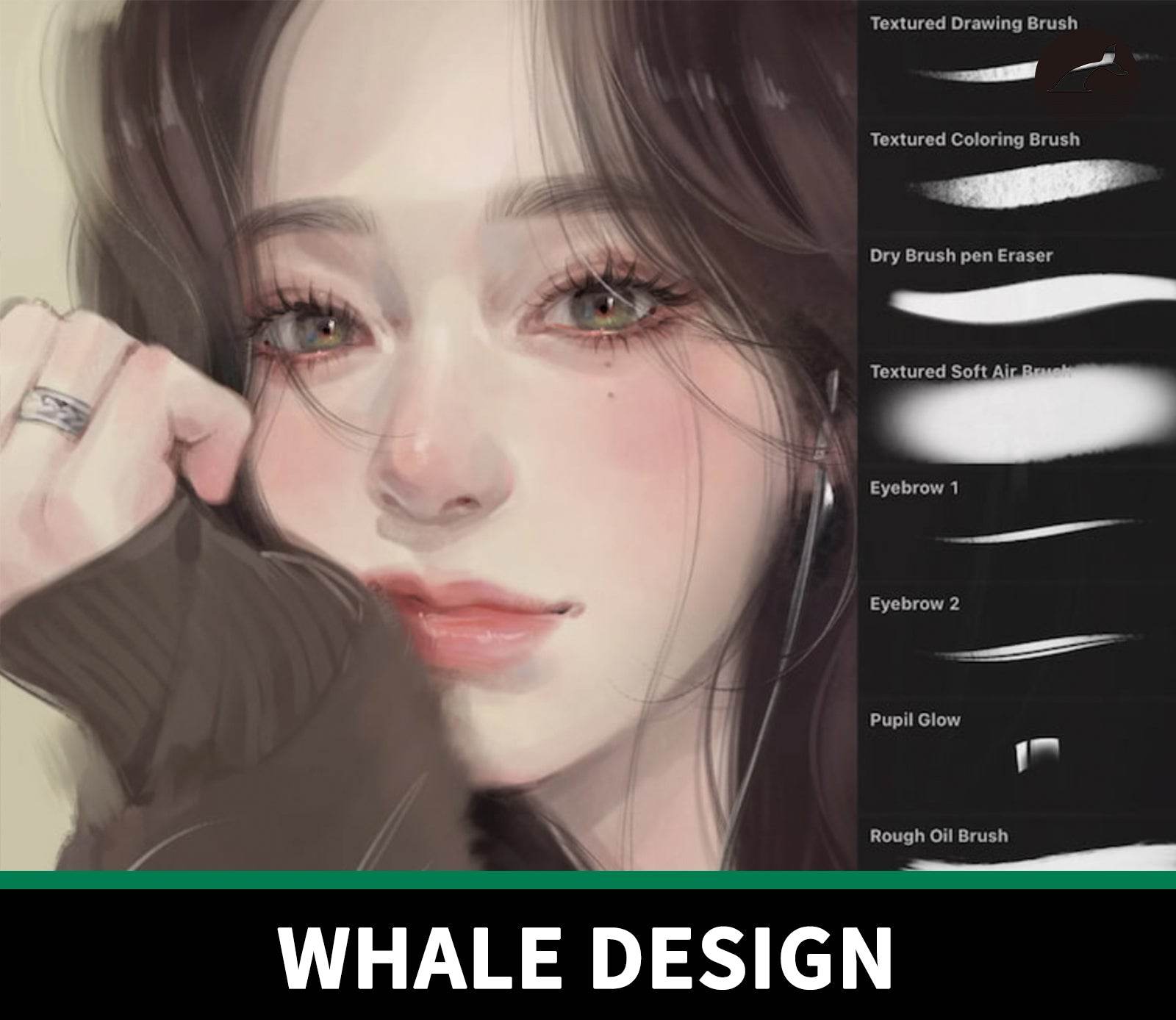 716 Procreate Portrait Brush Set with Full Texture - whaledesign