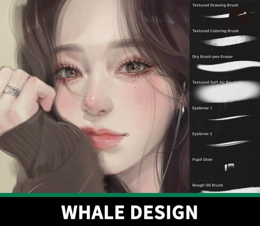 716 Procreate Portrait Brush Set with Full Texture - whaledesign