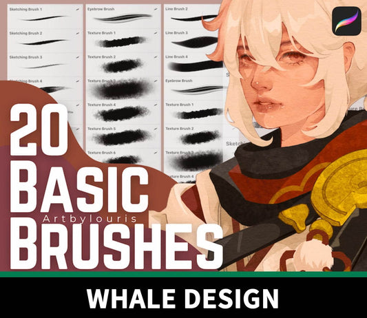 718 20 Basic Procreate Brushes - whaledesign