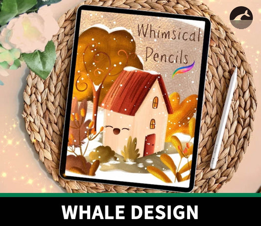 727 Procreate Childlike Vintage Pencil and Crayon Set - whaledesign