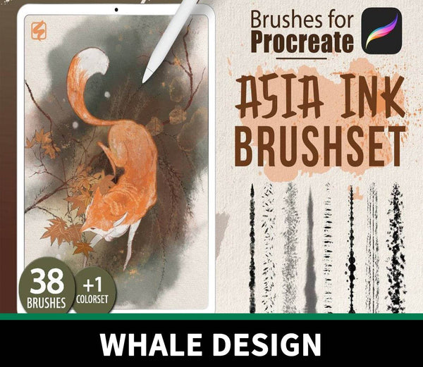 755 Procreate Japanese-Style Ink Wash Brush - whaledesign