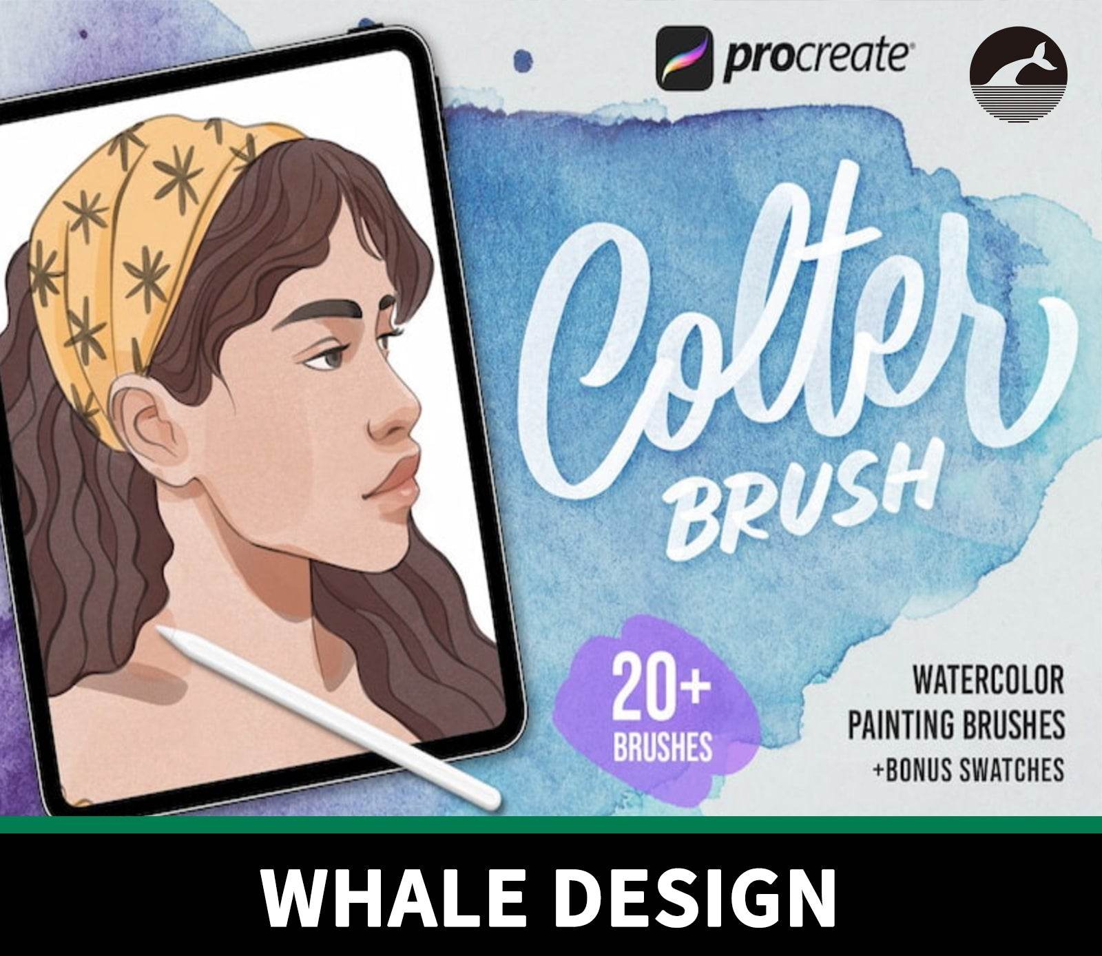 758 Procreate Colt Watercolor Brush - whaledesign