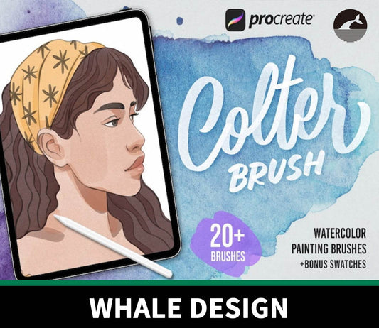 758 Procreate Colt Watercolor Brush - whaledesign