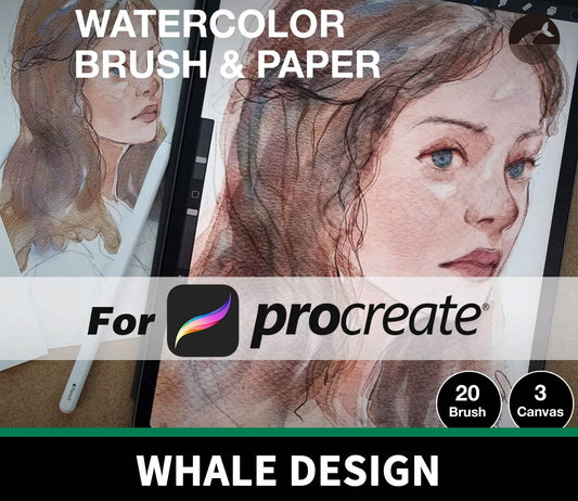 854 Procreate Watercolor Brush and Texture Paper Set - whaledesign