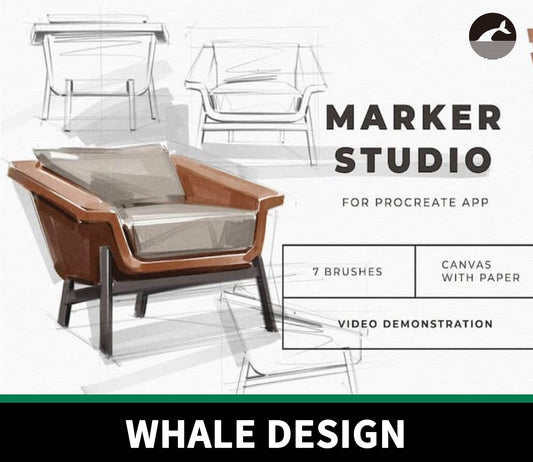 888 Realistic Procreate Marker Tool Kit - whaledesign