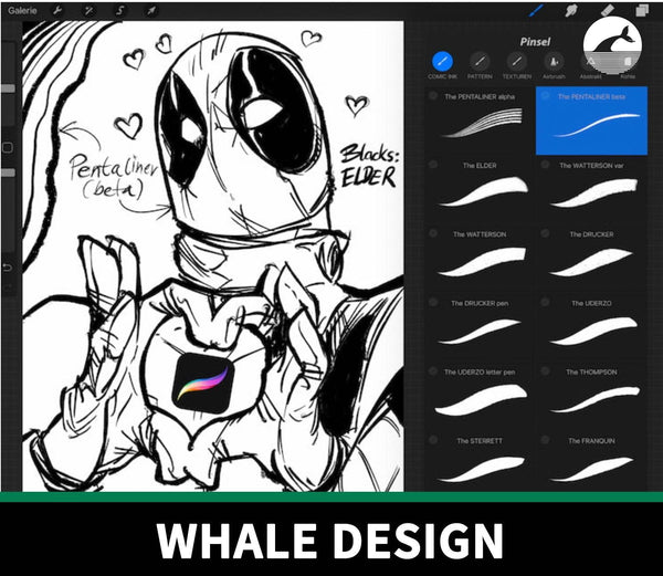 889 Comic Ink Brush Set - Over 20 Ink and Special Effect Brushes - whaledesign