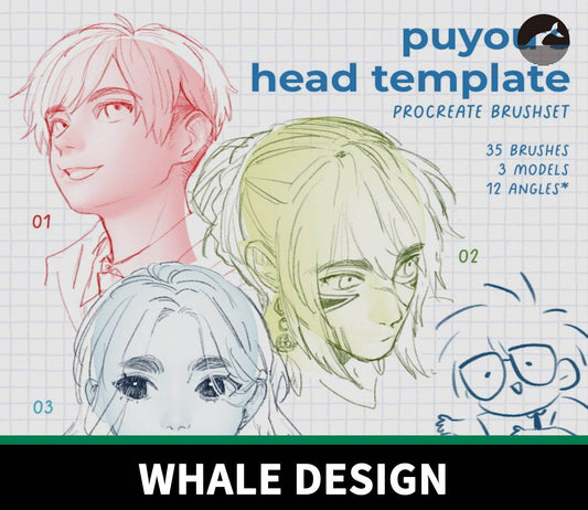 892 Puyou's Head Template - Procreate Brush Set - whaledesign