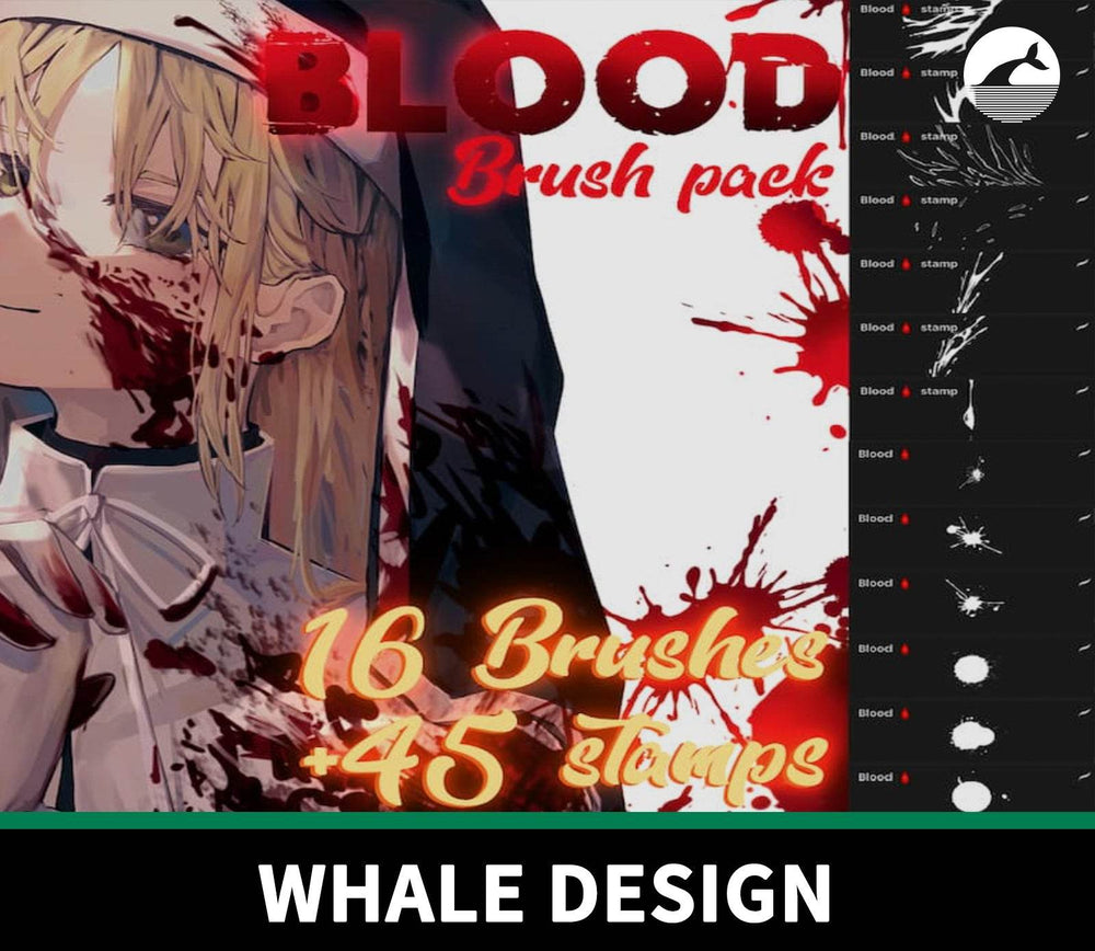 939 Attki Comic Blood Splatter Brush for American and Japanese Comics, iPad Painting Brush - whaledesign