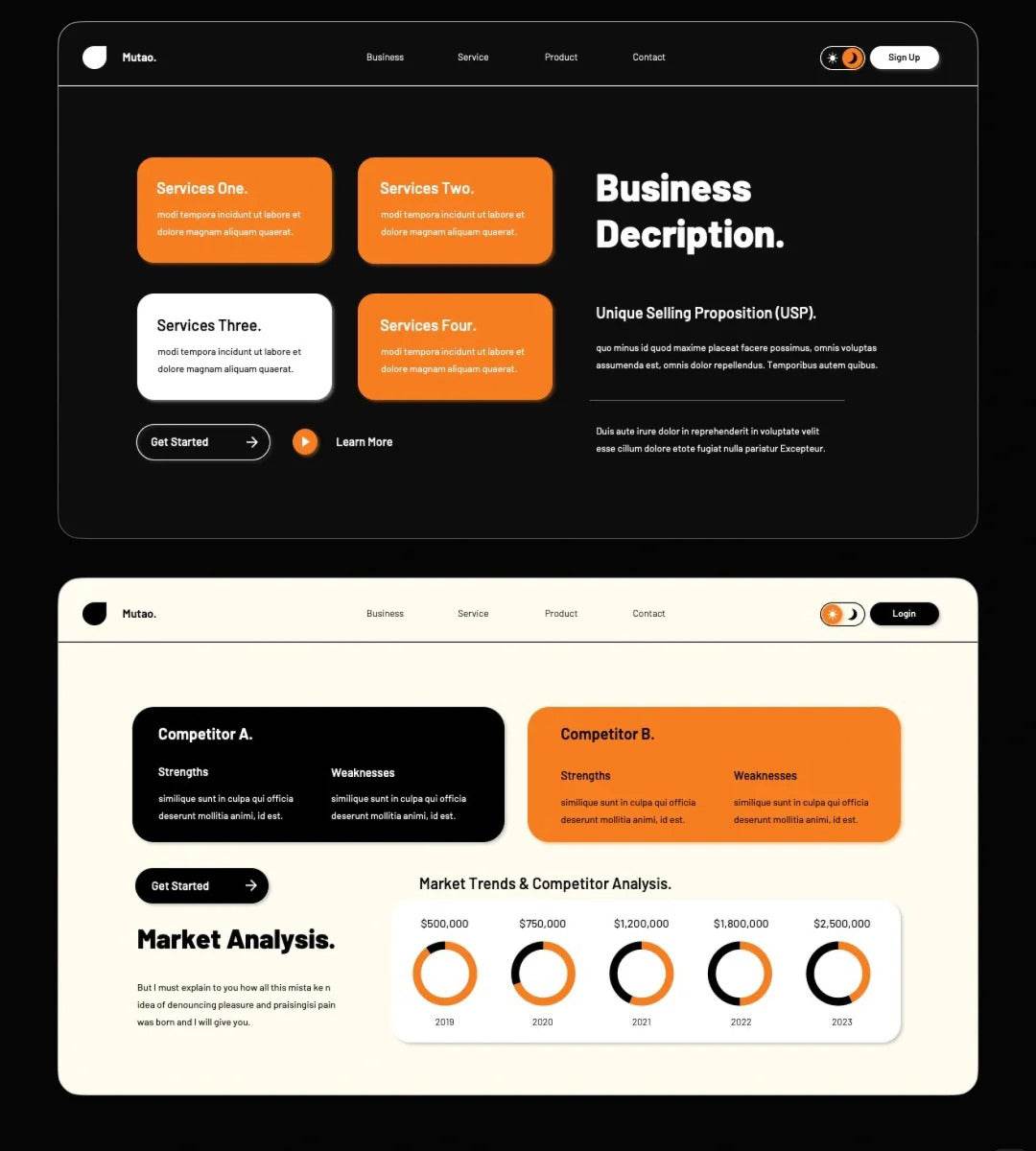 1024 High-grade orange and black color matching PPT - whaledesign