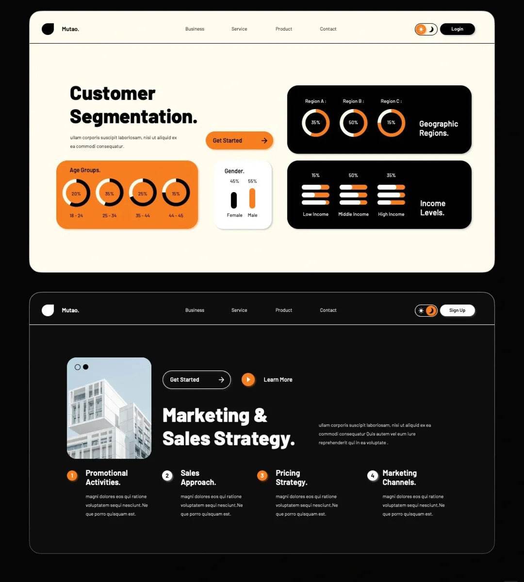1024 High-grade orange and black color matching PPT - whaledesign