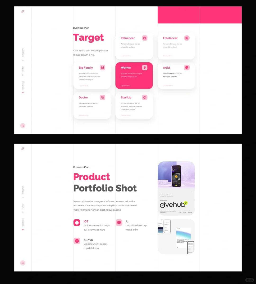 1030 Pink and white color matching PPT template - whaledesign