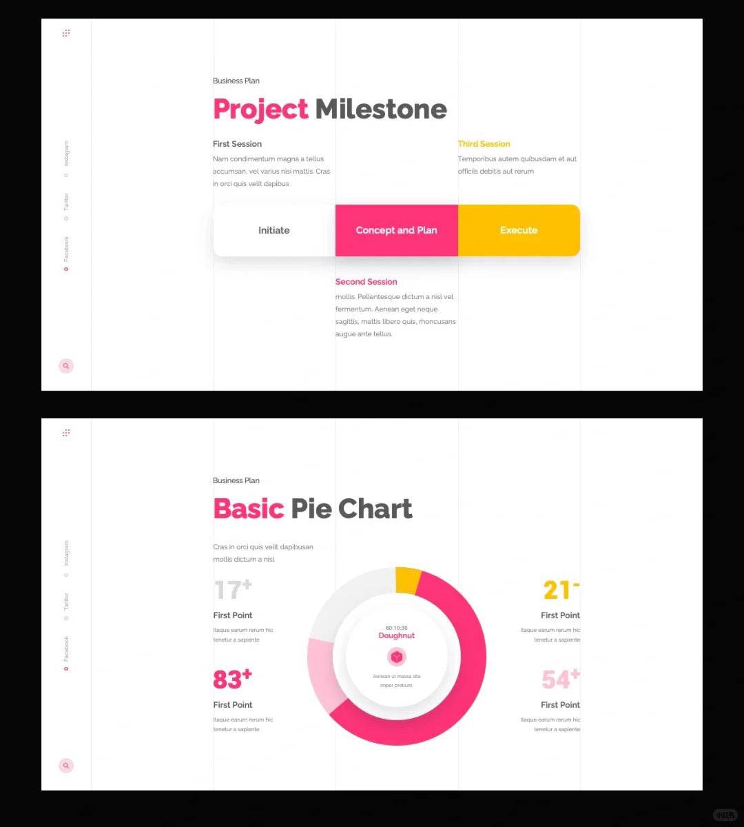 1030 Pink and white color matching PPT template - whaledesign