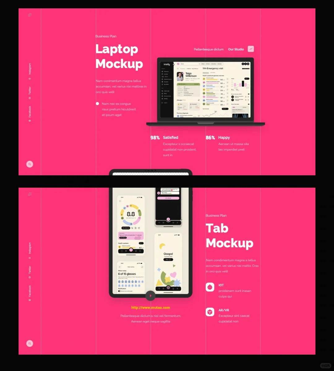 1030 Pink and white color matching PPT template - whaledesign