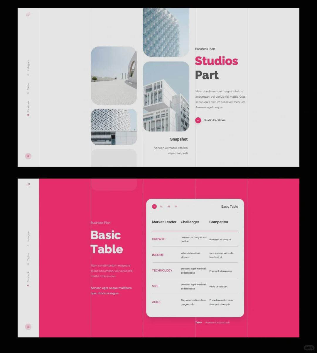 1030 Pink and white color matching PPT template - whaledesign