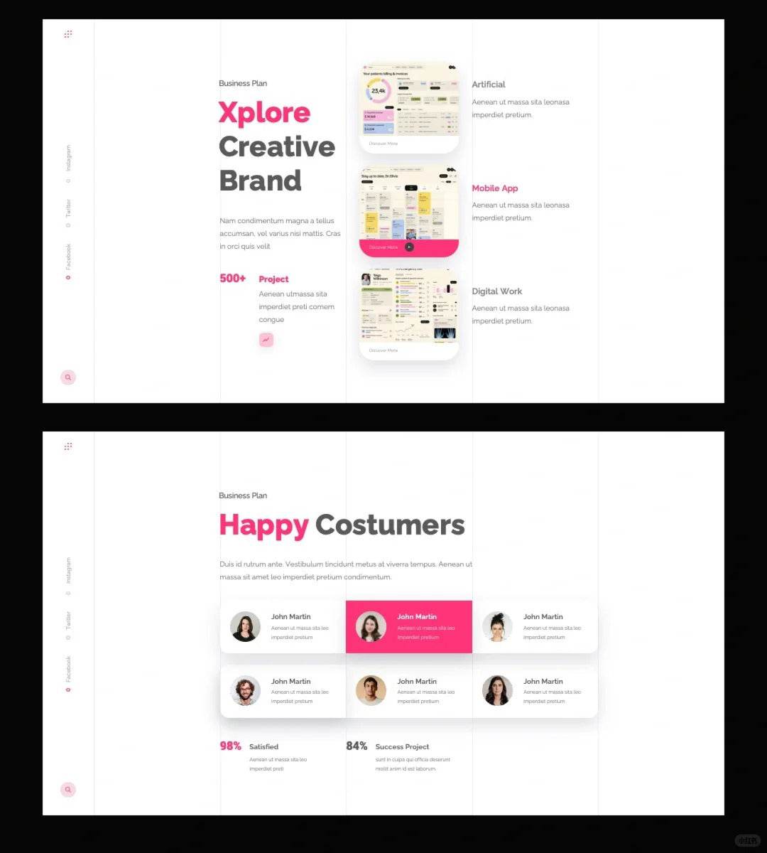 1030 Pink and white color matching PPT template - whaledesign