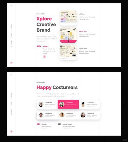1030 Pink and white color matching PPT template - whaledesign