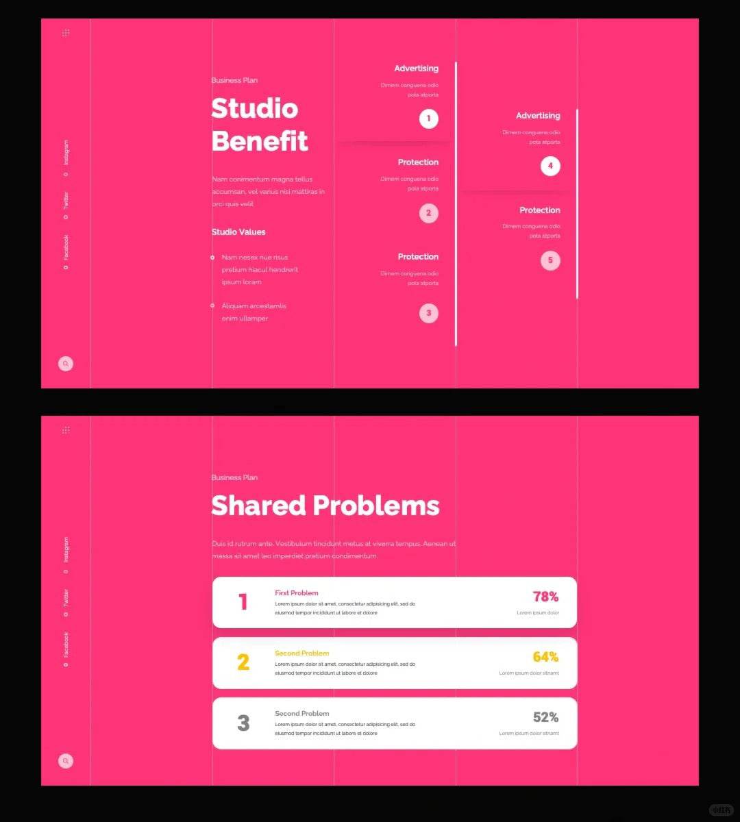 1030 Pink and white color matching PPT template - whaledesign