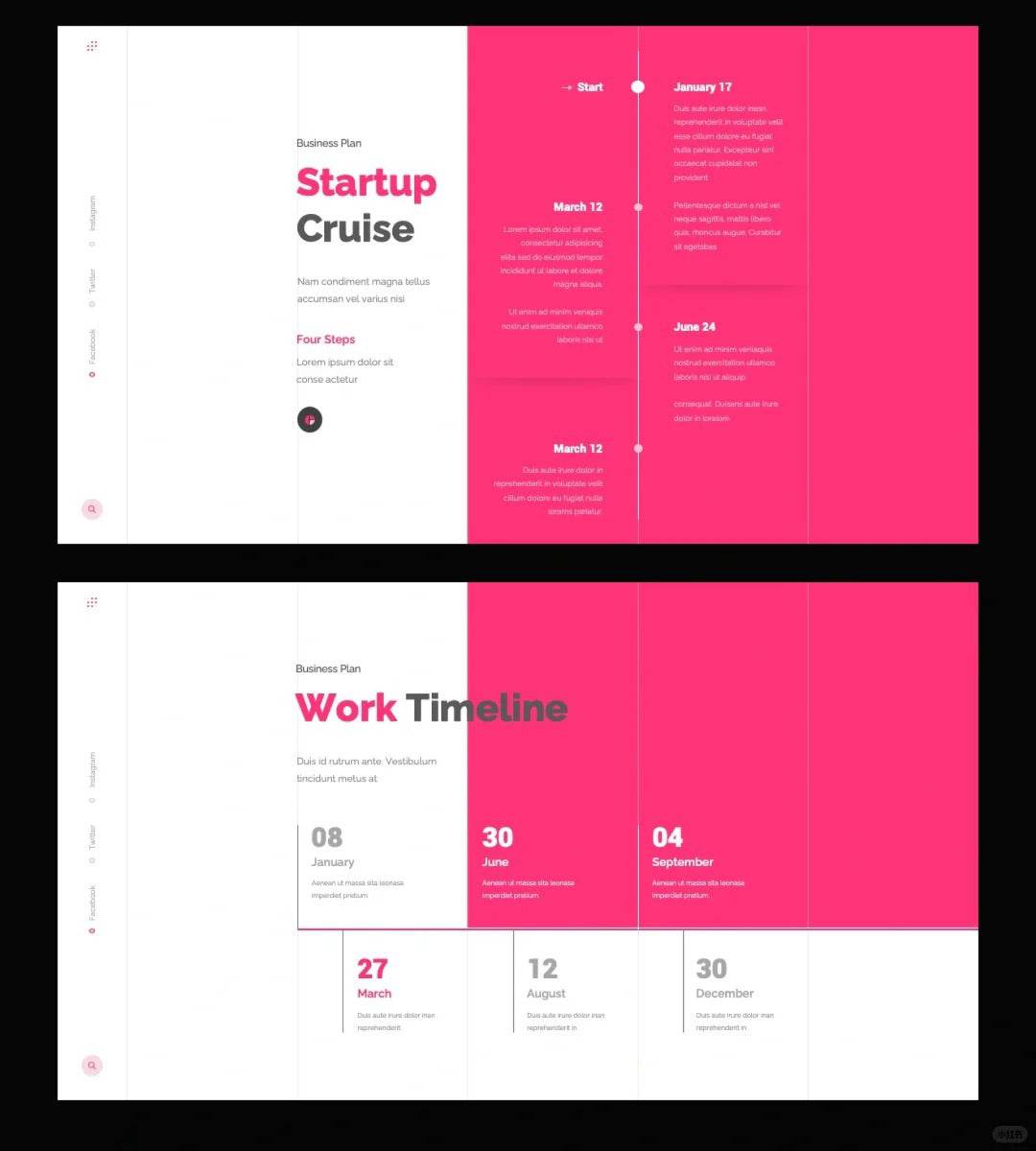 1030 Pink and white color matching PPT template - whaledesign
