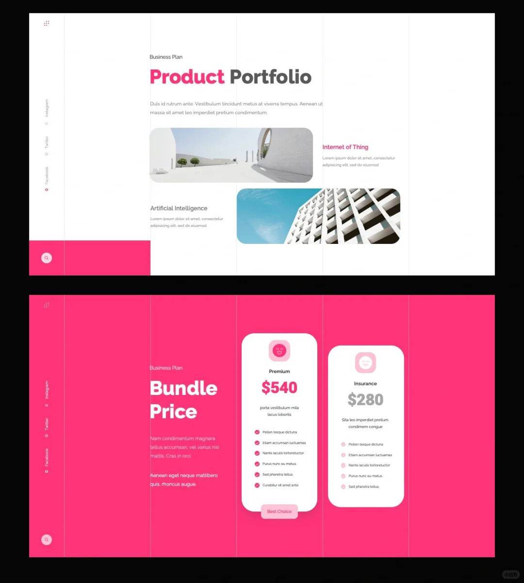 1030 Pink and white color matching PPT template - whaledesign