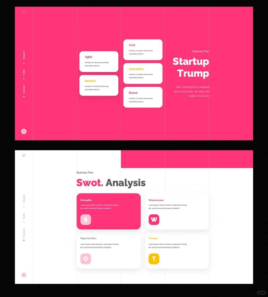1030 Pink and white color matching PPT template - whaledesign