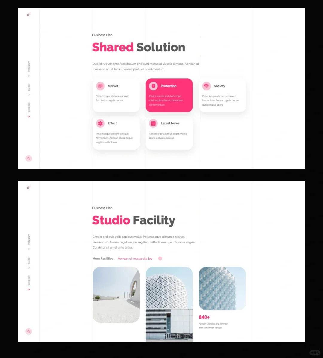 1030 Pink and white color matching PPT template - whaledesign