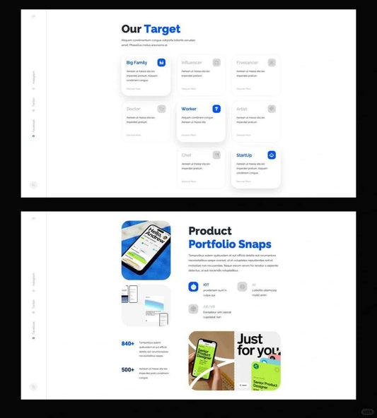 1031 Blue and white color matching simple sense PPT template - whaledesign