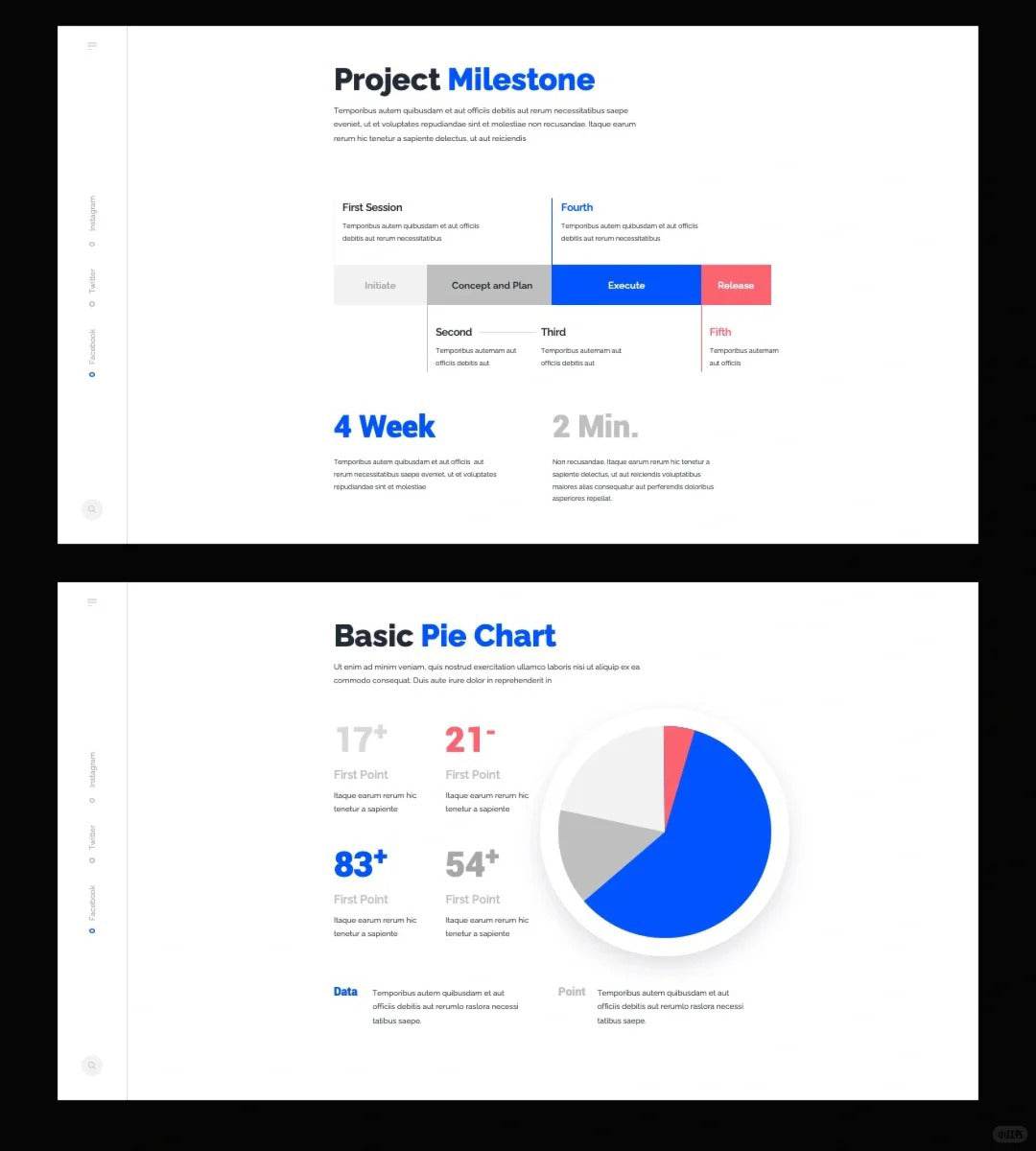 1031 Blue and white color matching simple sense PPT template - whaledesign