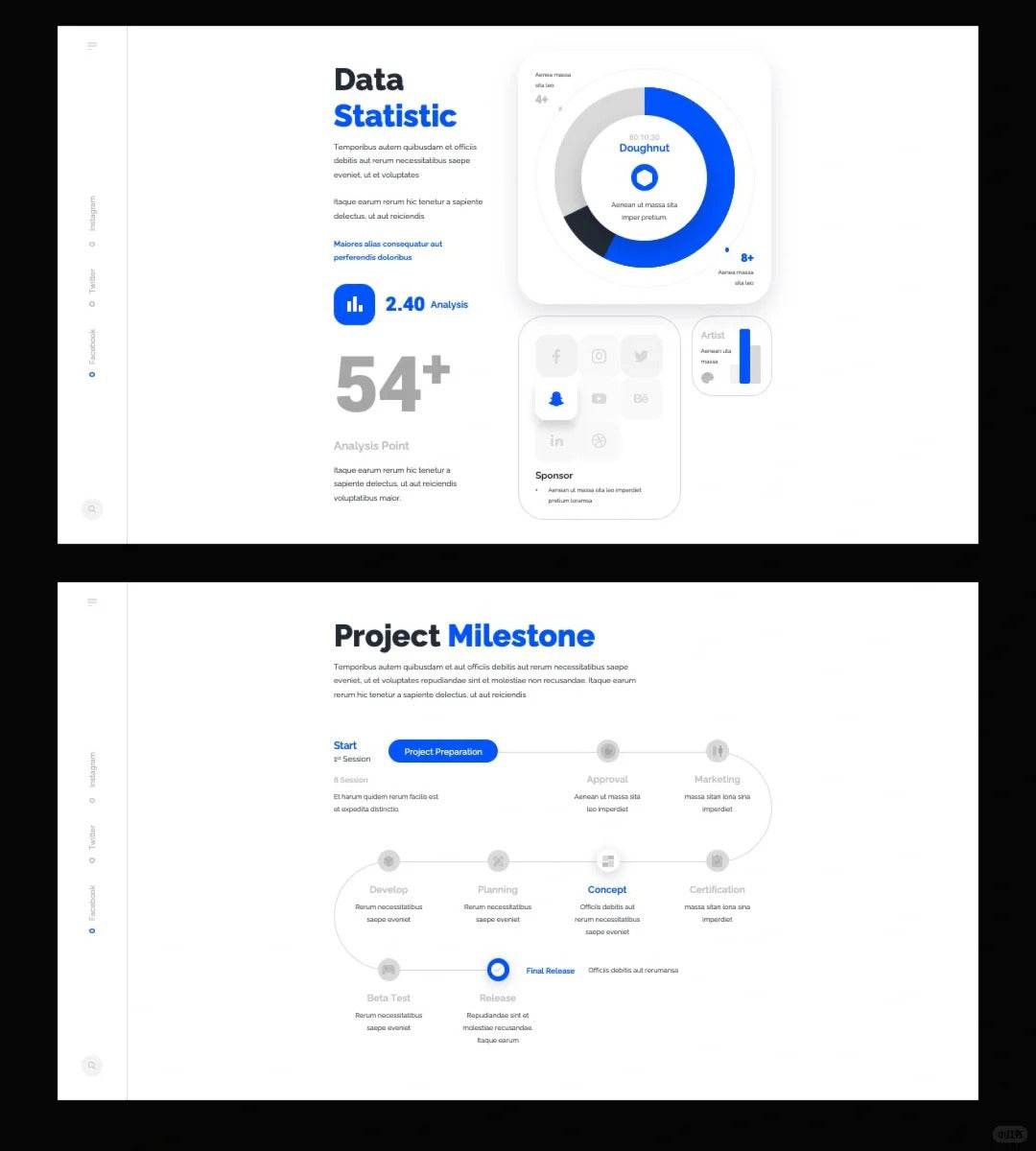 1031 Blue and white color matching simple sense PPT template - whaledesign